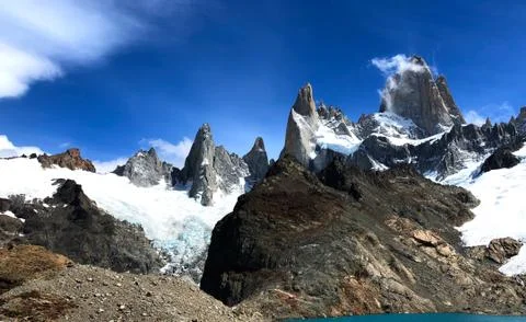 Fitz Roy Massif with clouds - El Chalten, Argentina Stock Photos