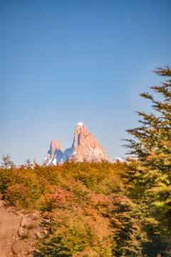 Fitz Roy Mountain Distant View, Aisen Chile Stock Photos