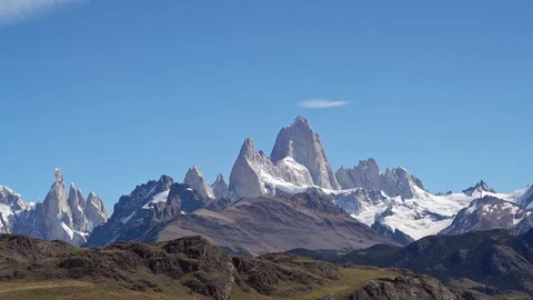 The Fitz Roy mountain range near El Chalten Видео 109508347