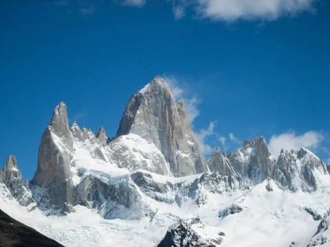 Fitz Roy peak from the viewpoint at the end of the trail, Argentina Stock Photos