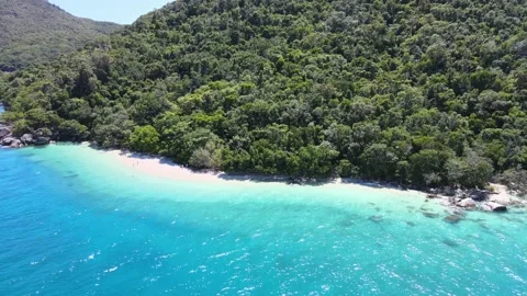 Fitzroy island Nude Beach white sand rain forest 2022 QLD Stock Footage 169750425