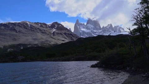 Fitzroy mountains and lake Stock Footage 73220445
