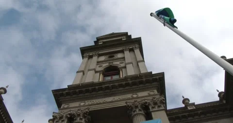 Fitzroy Town Hall and library In Fitzroy, With Strait Of Torres flag Clip1345 Stock Footage 259871953