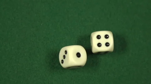 Five (1,4) rolled with two dice - slow motion Stock Footage 44106695