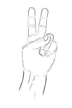 Five 2 gesture vector hand draw sketch doodle man hand Illustrazione stock