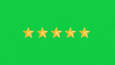 Five 5 Star Rating with alpha channel Transparent Background and Green Screen. Stock Footage 160089824
