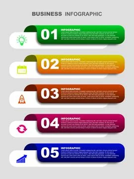 Five 5 Steps Options Business Infographic Modern Design Template 스톡 일러스트