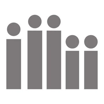 Five abstract humanlike figures represented by simple vertical bars and circl Stock Illustration