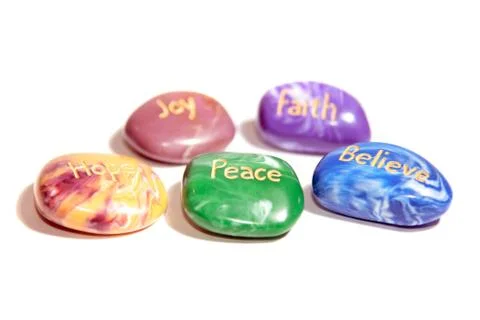 Five affirmation stones Stock Photos