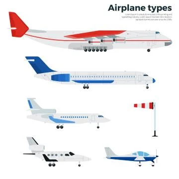 Five airplane isolated on white Stock Illustration