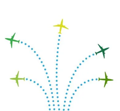 Five airplanes Stock Illustration