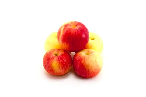 Five apples isolated on a white background. Stock Photos