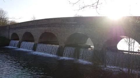 Five arches waterfall stone arch bridge Video stock 46274057