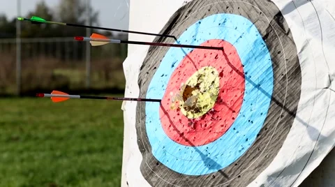 Five arrows hits the target Stock Footage 42636877