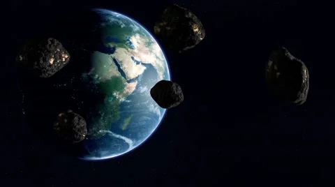 Five Asteroid To Earth UHD Stock Footage 61058505