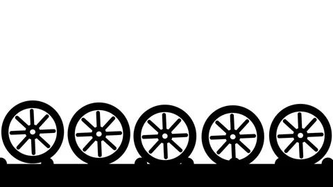 Five Automotive Wheels Row Platform Tire Rack Display Storage Stock Footage 336838242