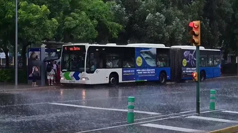 Five autonomous communities on orange alert level for heavy storms and rain, Pal Stock Footage 345075477