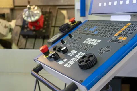 Five axis CNC machining with panel cutting jet turbine. Stock Photos