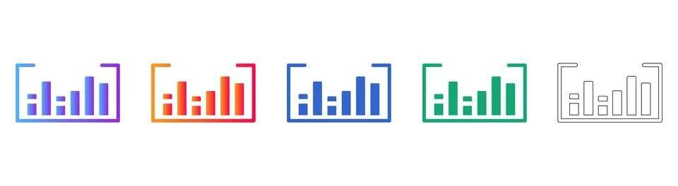 Five Bar Chart Icons for Statistical Comparison Illustrazione stock