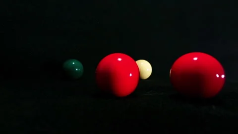 Five billiard balls being hit with a yellow ball Stock Footage 247300000