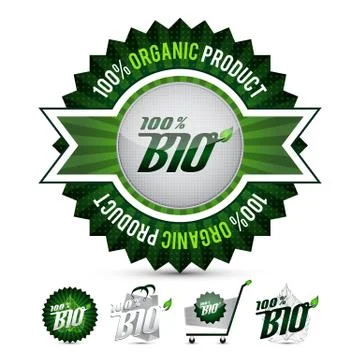 Five bio labels Stock Illustration