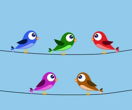 Five birds Stock Illustration