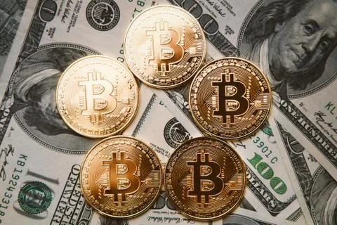 Five bitcoins from the top Stock Photos