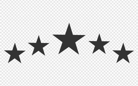 Five black stars on transparent background. Rating symbol isolated Stock Illustration