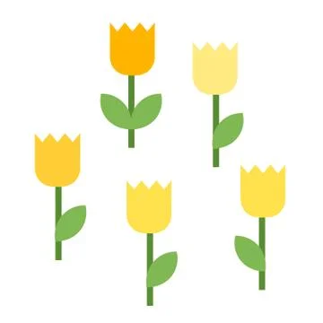 Five blooming tulips vector icon flat isolated Stock Illustration