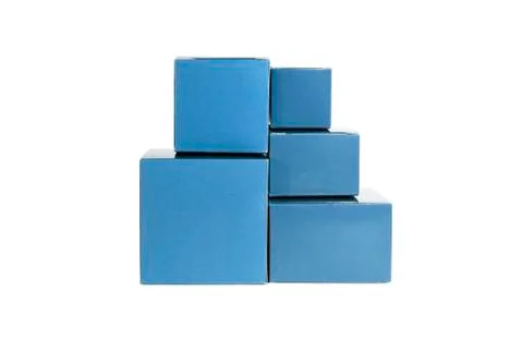 Five blue boxes Stock Photos