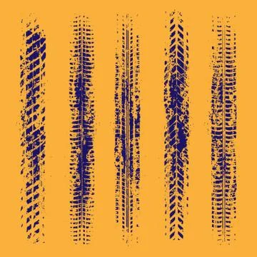 Five blue tire silhouettes Stock Illustration