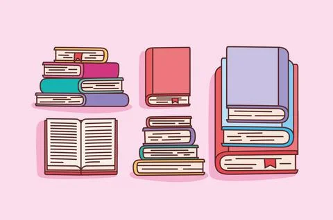 Five book stacks Illustrazione stock