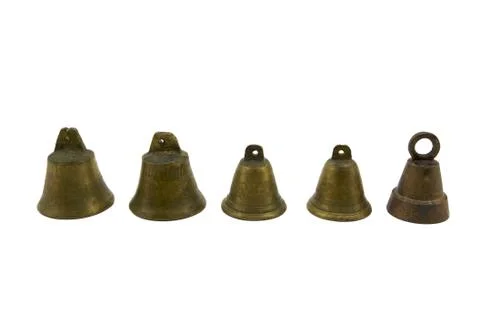 Five brass bells Stock Photos