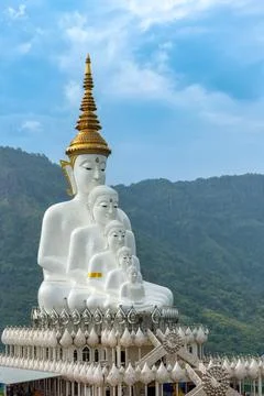 Five Buddhas at Wat Phra Thart Pha Son Kaew Located in Khao Kho, Phetchabun o Stock Photos