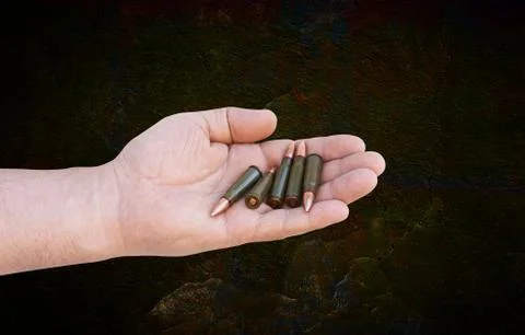 Five bullets for the weapon Stock Photos