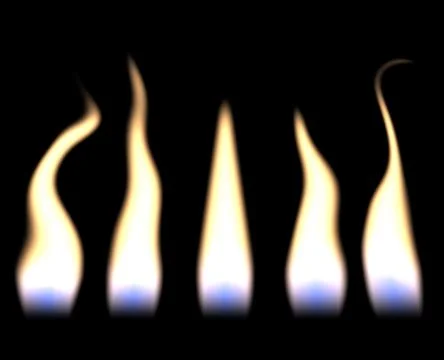 Five candle flames in a row Stock Photos