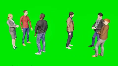 Five casual men standing and talking . set on a 3d animated green screen Video stock 329596930