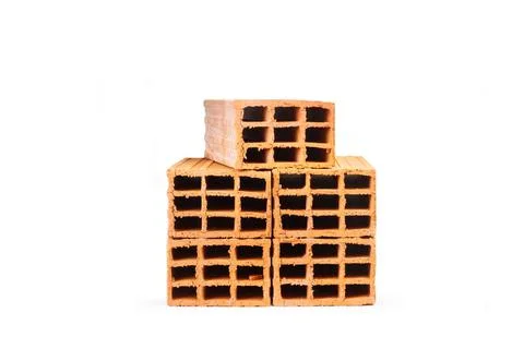 Five ceramic bricks on a white background with copy space Stock Photos