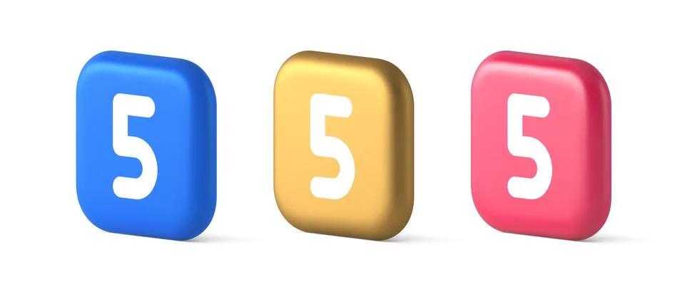 Five character calculator keyboard button financial counting 3d realistic ico Stockillustratie