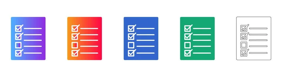 Five Checklist Icons with Checked Boxes Stock Illustration