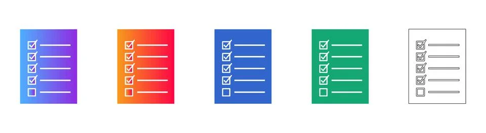 Five Checklist Icons for Task Management Stock Illustration