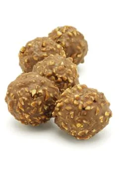 Five chocolate balls Stock Photos