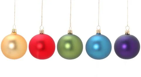 Five christmas balls Stock Photos