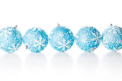 Five christmas balls Stock Photos