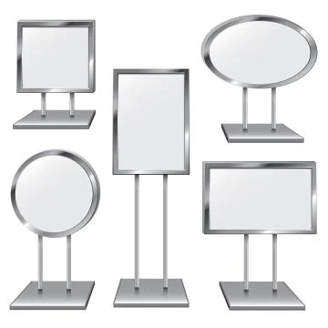 Five Chrome Sign Holders to Place Your Message Stock Illustration