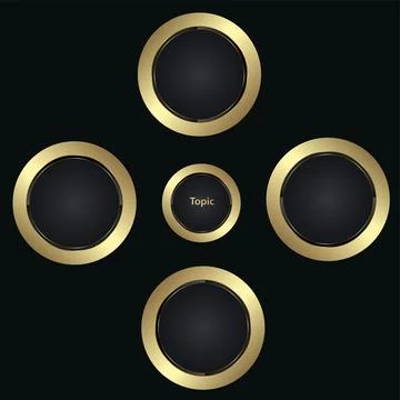 Five circles option vector, luxury, and premium options, set of 5 gold circ.. Stock Illustration