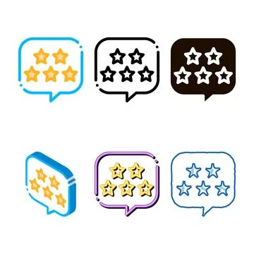 Five clean stars in text box frame vector thin line icon Illustrazione stock