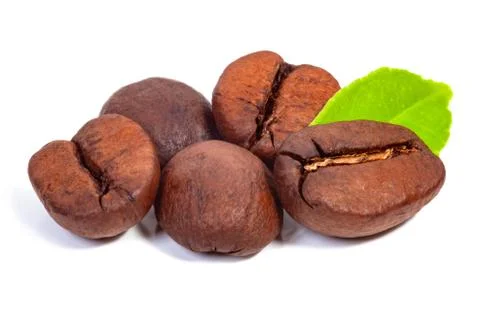 Five coffee beans close up Stock Photos
