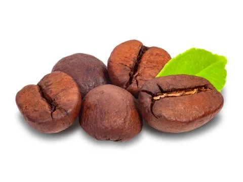 Five coffee beans close up Stock Photos