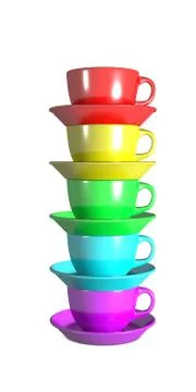 Five coffee cups stacked using rainbow colours Stock Illustration